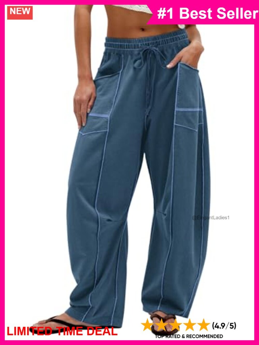 Wide Leg Barrel Sweatpants Drawstring Baggy Palazzo Lounge Pants Pockets